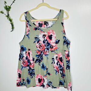 SHEIN Curve 3XL Tank Top Floral Green Blue Pink